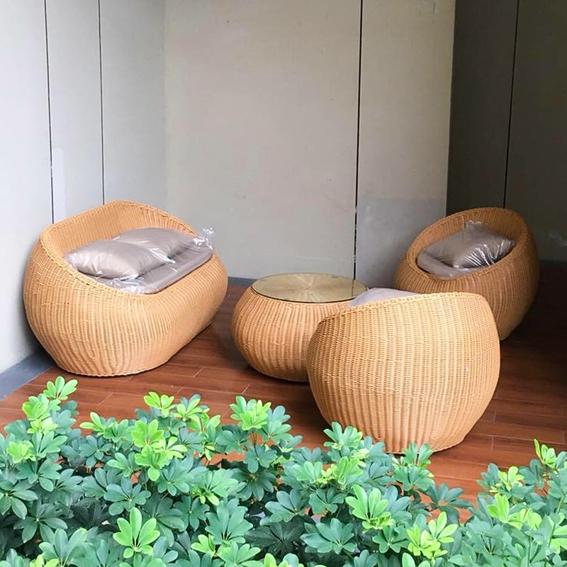 Rattan Outdoor Patio Sofa Tropical Style Simple Leisure Patio Sofa