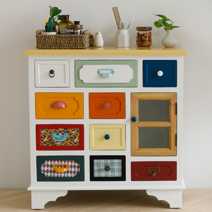 Coastal Storage Chest Dresser Manufactured Wood Dresser with Drawers and Doors