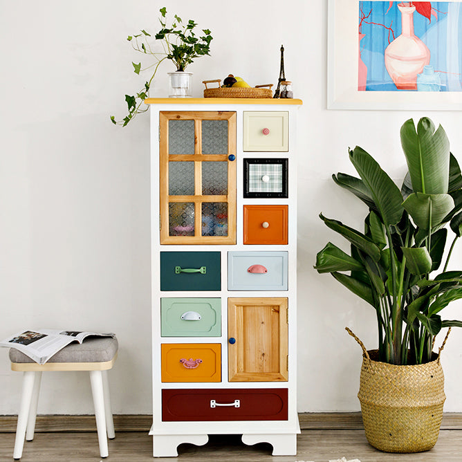 Coastal Storage Chest Dresser Manufactured Wood Dresser with Drawers and Doors