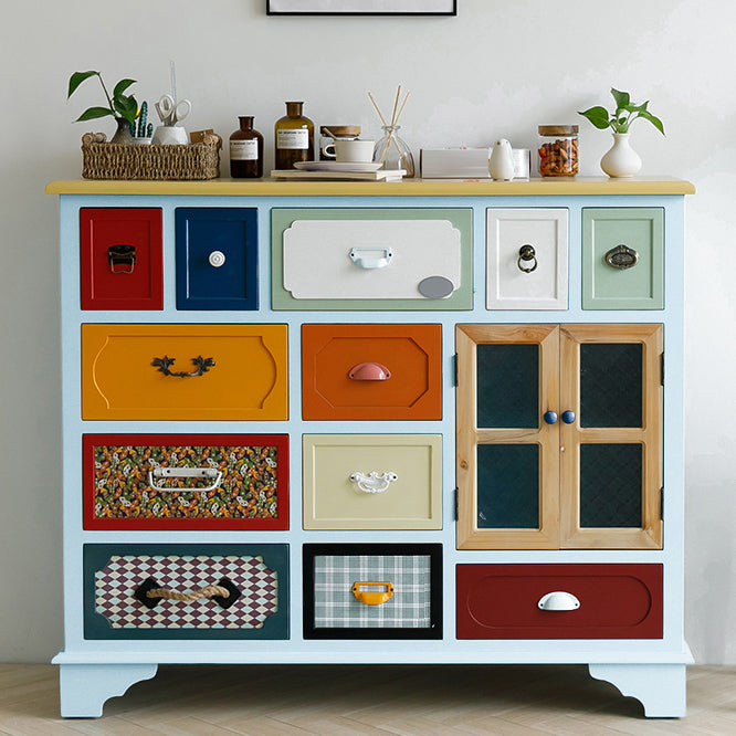 Coastal Storage Chest Dresser Manufactured Wood Dresser with Drawers and Doors