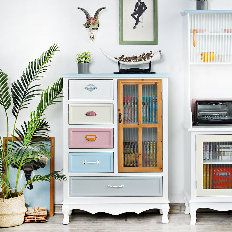 Coastal Storage Chest Dresser Manufactured Wood Dresser with Drawers and Doors