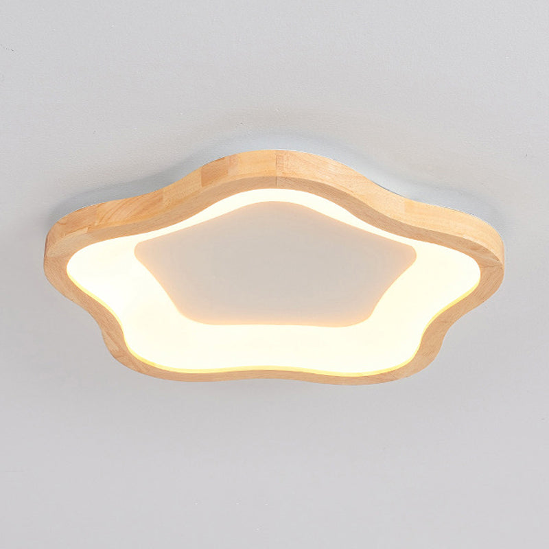 Wood LED Ceiling Light Modernism Flush Mount Lighting for Foyer