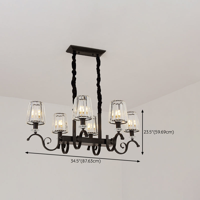 American Style Hanging Lamp Crystal Shade Island Light Fixture for Living Room