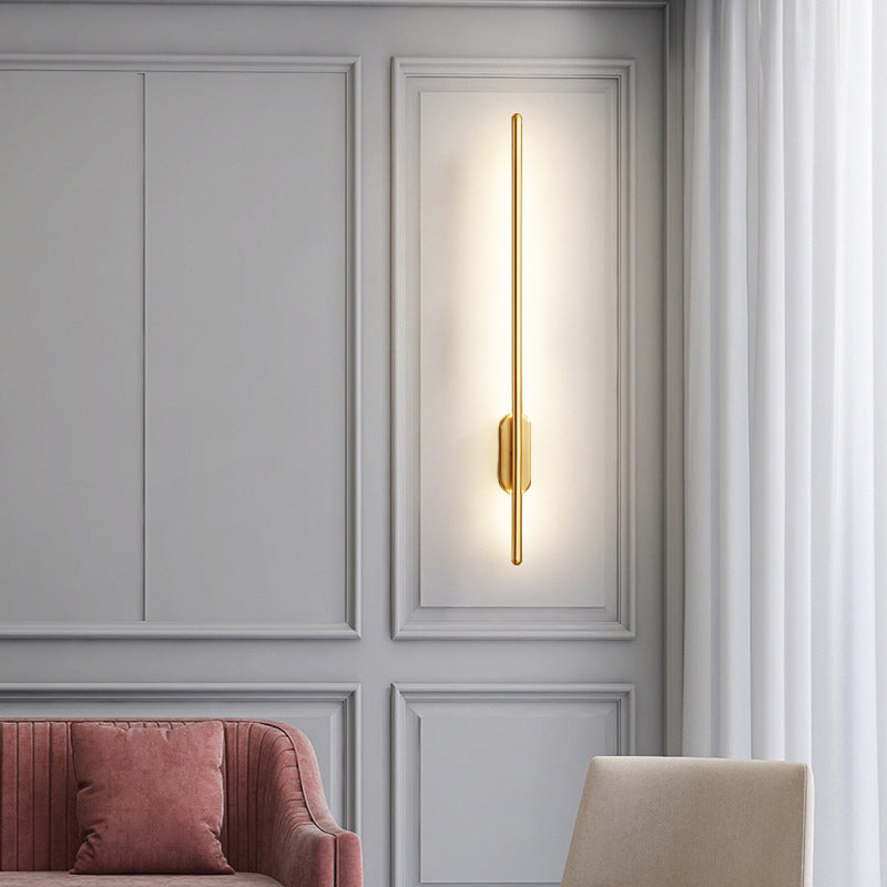 Minimalist LED Wall Lamp Thin-Line Copper Sconce Lighting for Bedroom