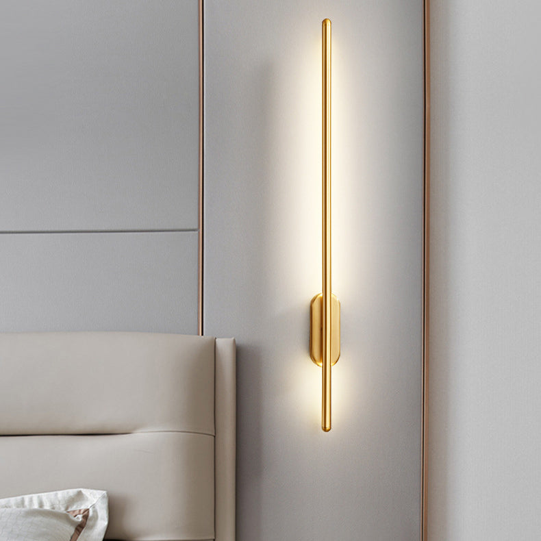 Minimalist LED Wall Lamp Thin-Line Copper Sconce Lighting for Bedroom
