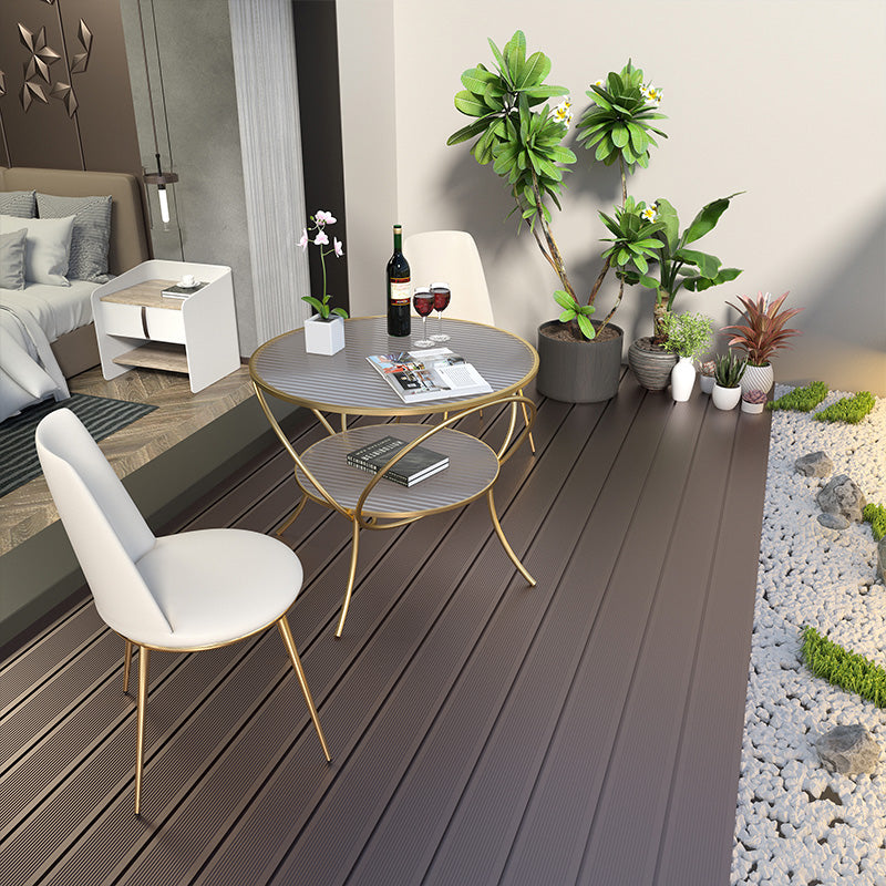 Round Shape Side Table Golden Farmhouse Style 2-Tier End Table