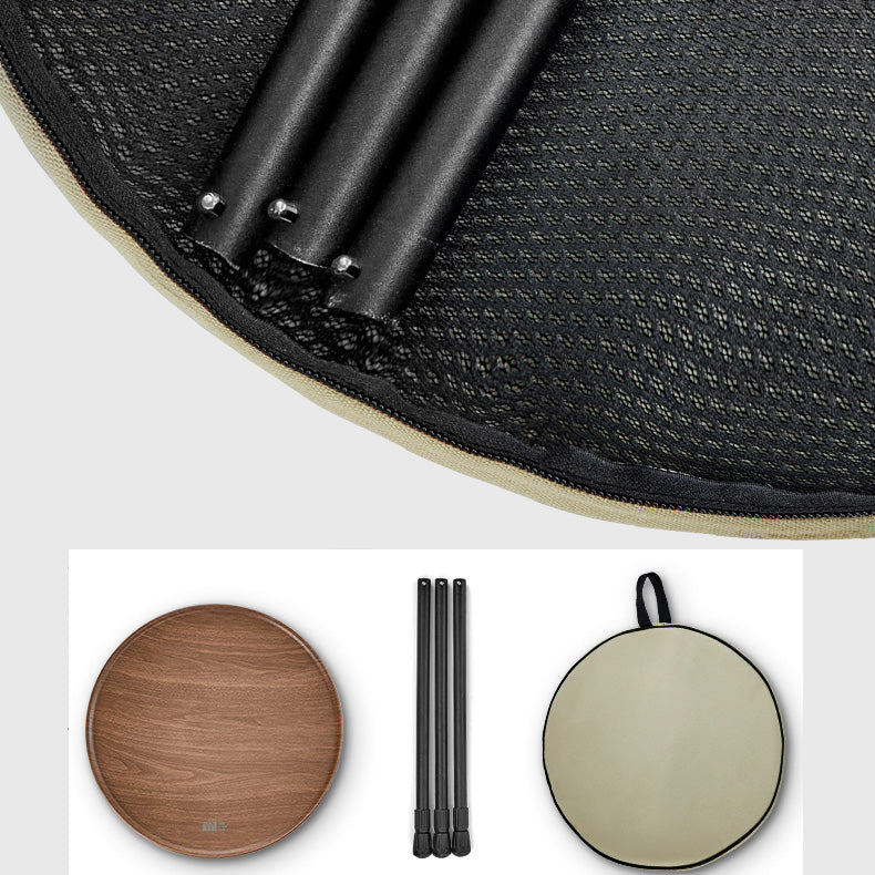 Industrial Metal Folding Side Table Round Lift Wood-Like Dining Table