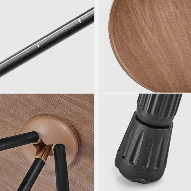 Industrial Metal Folding Side Table Round Lift Wood-Like Dining Table