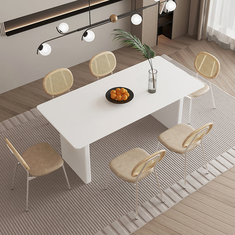 Modern 1/2/5/7 Pieces Dining Chairs Set Rectangle Stone Furniture in White