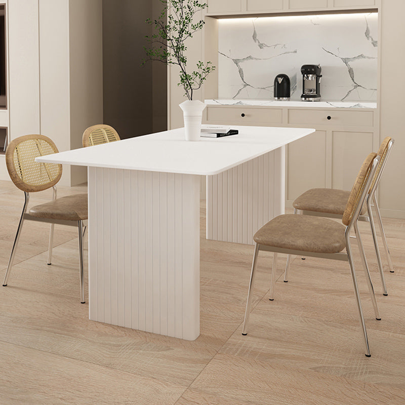 Modern 1/2/5/7 Pieces Dining Chairs Set Rectangle Stone Furniture in White