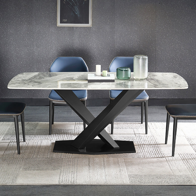 High Gloss Grey Stone Dinette Table Set 1/4/5/6/7 Pieces Modern Dining Set