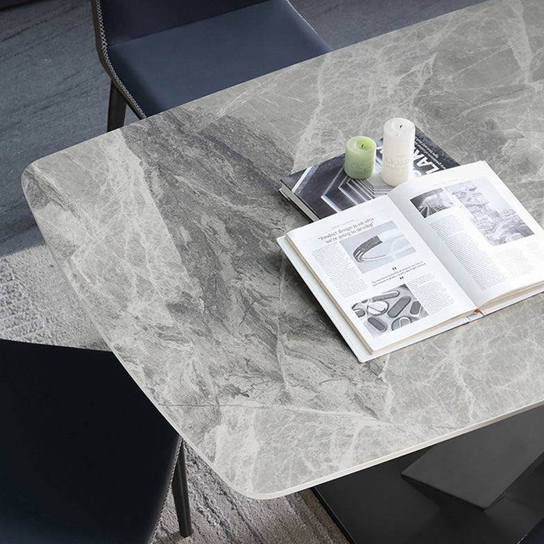 High Gloss Grey Stone Dinette Table Set 1/4/5/6/7 Pieces Modern Dining Set