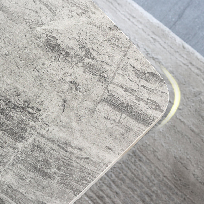 High Gloss Grey Stone Dinette Table Set 1/4/5/6/7 Pieces Modern Dining Set