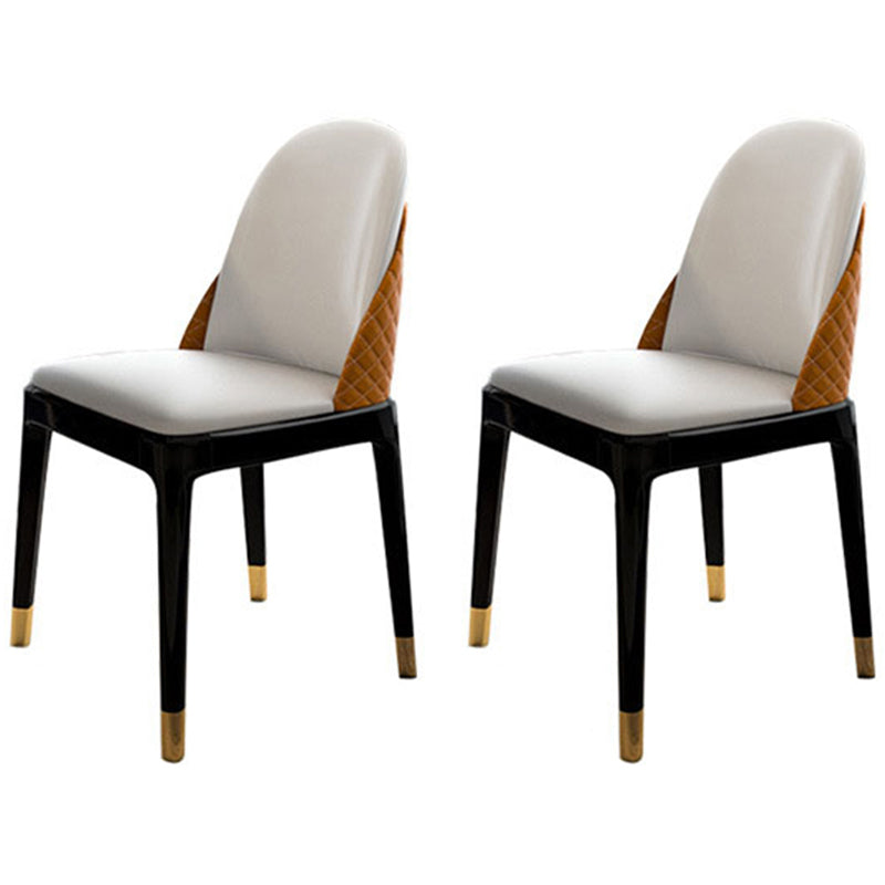 Glam Dinette Table Set with Padded Chairs 1/2/5 Pieces Glossy White Dining Set