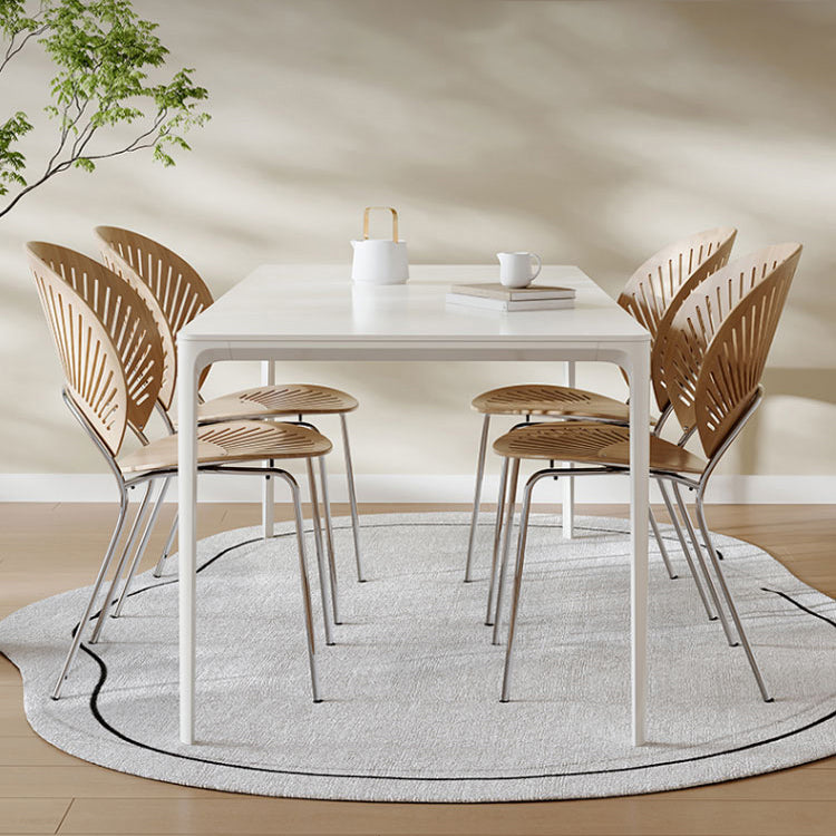 Modern White Dining Table Set 1/4/5 Pieces Dinette Set with Metal Chairs