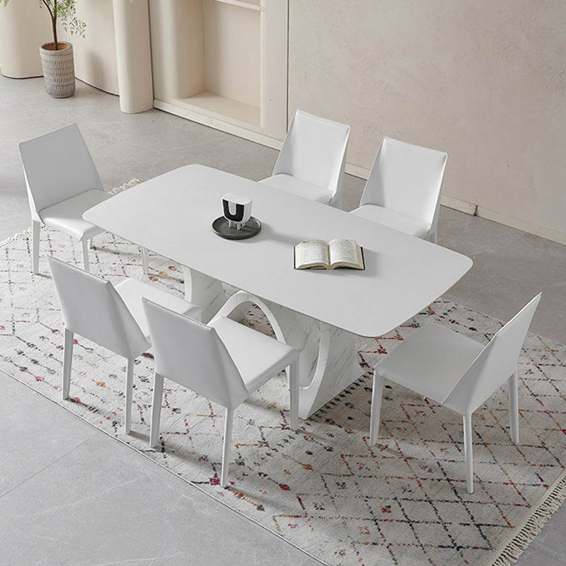 White Modern Dining Table Set 1/5/7 Pieces Dinette Set for Dining Room