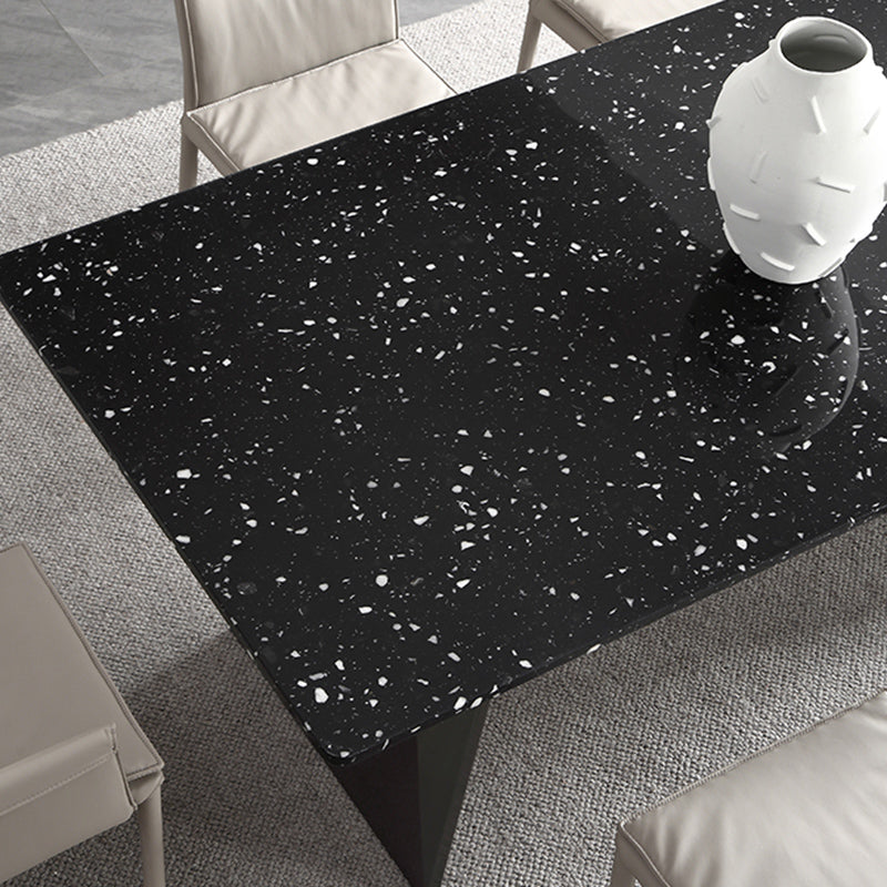 Black Stone Dining Table Set 1/2/4/5/7 Pieces Metal Modern Dinette Set