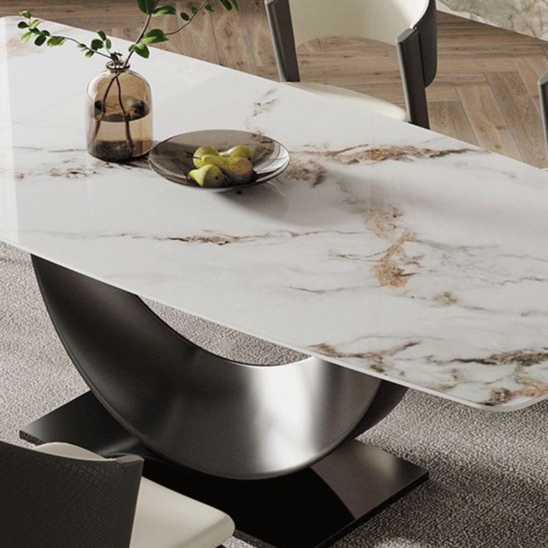 Glam Dining Table Set with Chrome Metal Base 1/4/5/7 Pieces White Dinette Set for Home