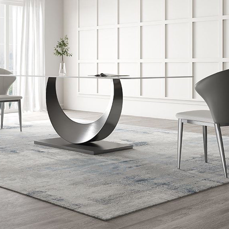 Contemporary Style 1/3/4/5/6/7/8 Pieces Dining Set Stone Rectangle Furniture in White