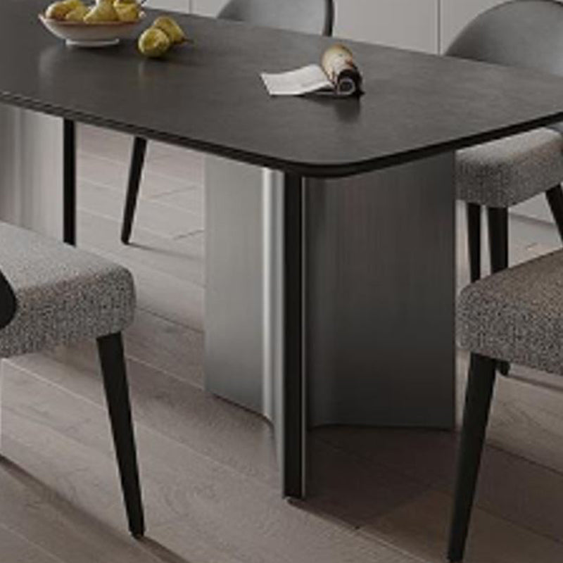 Contemporary Style 1/4/5/7 Pieces Dining Chairs Set Stone Rectangle Furniture in Black