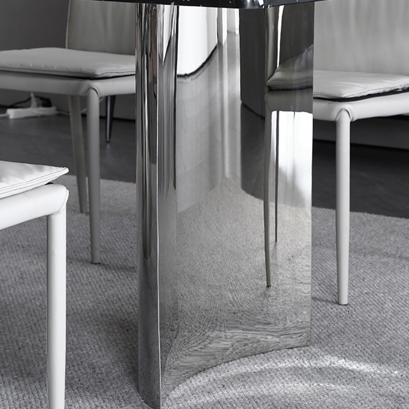 Black Stone Dining Table Set with Solid Back Chairs 1/2/4/5/7 Pcs Modern Dinette Set