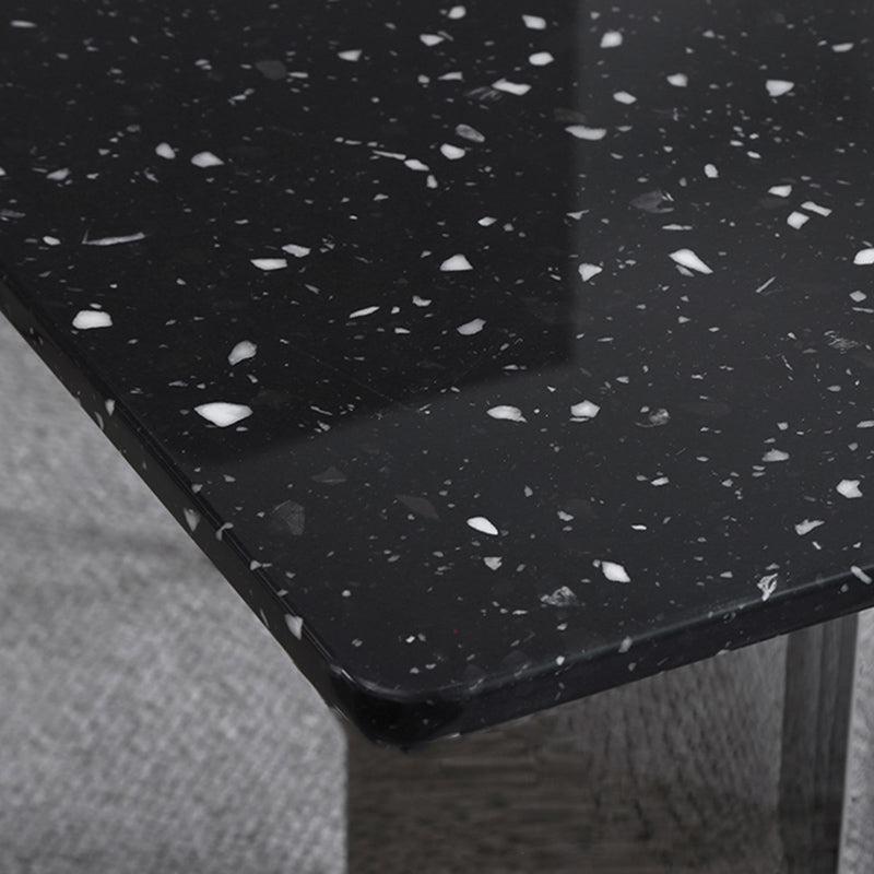 Black Stone Dining Table Set with Solid Back Chairs 1/2/4/5/7 Pcs Modern Dinette Set