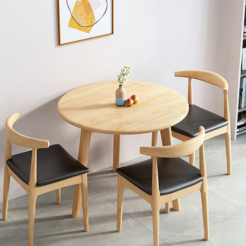 Natural Finish Rubberwood Dining Set 1/3/4/5 Pieces Modern Dinette Set