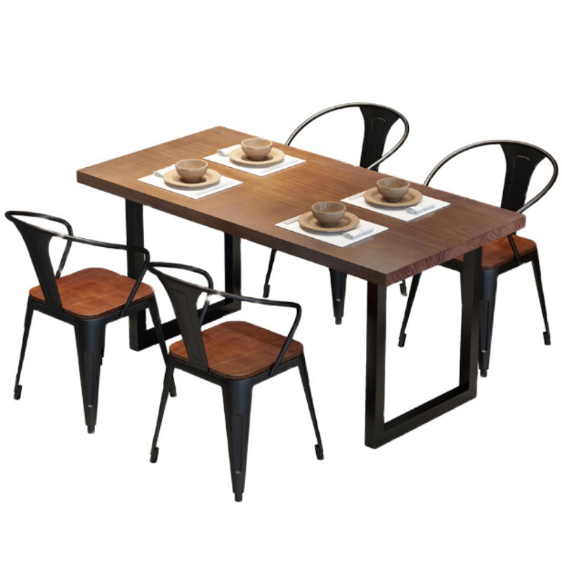 Brown Solid Wood Furniture with Chairs 1/2/3/5 Pcs Industrial Dinette Set