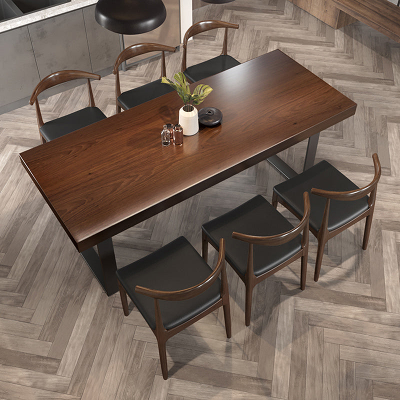 Brown Solid Wood Furniture with Cow Horn Chairs 1/5/7 Pcs Modern Dinette Set