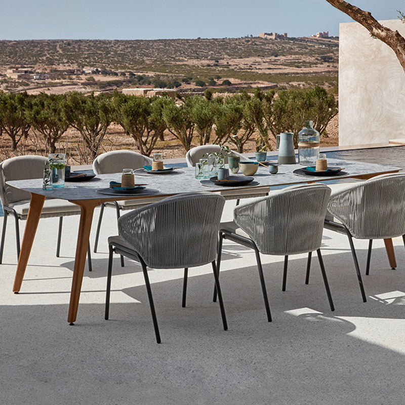 Bohemian Style 1/2/3/7 Pieces Dining Set Stone Dining Table Set for Outdoor