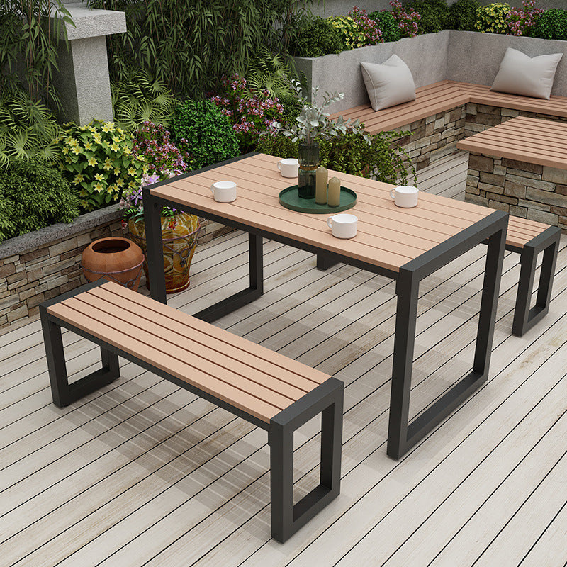 Modern Style 1/3/5/7 Pieces Metal Dining Set Reclaimed Wood Table Set for Outdoor