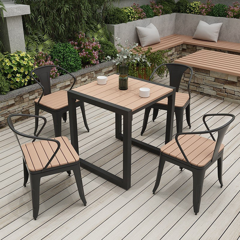 Modern Style 1/3/5/7 Pieces Metal Dining Set Reclaimed Wood Table Set for Outdoor