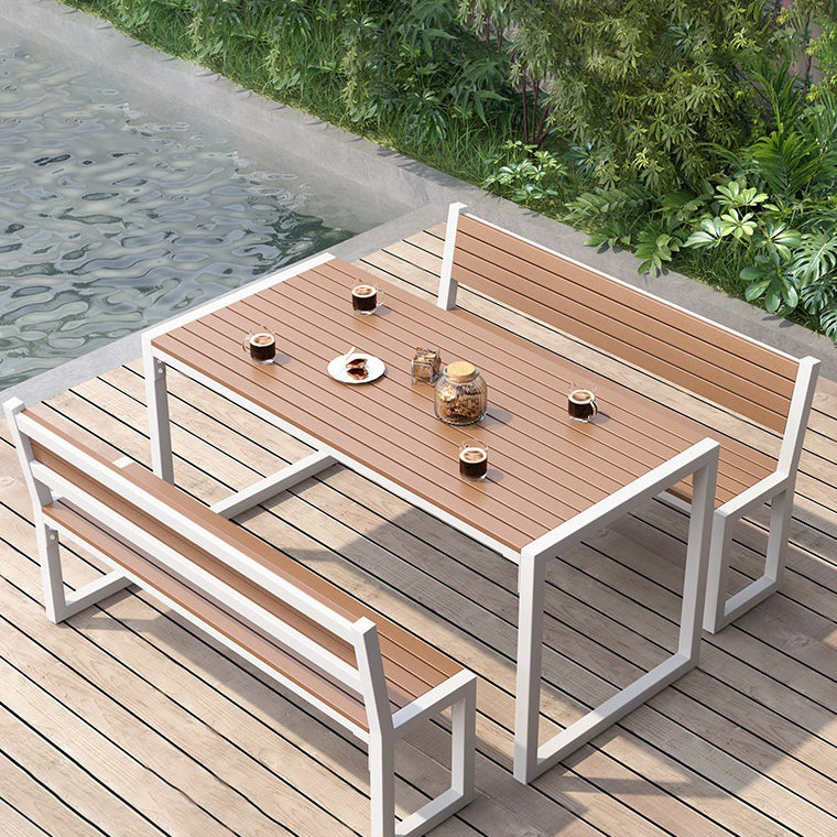 Modern Style 1/3 Pieces Metal Dining Set Reclaimed Wood Table Set