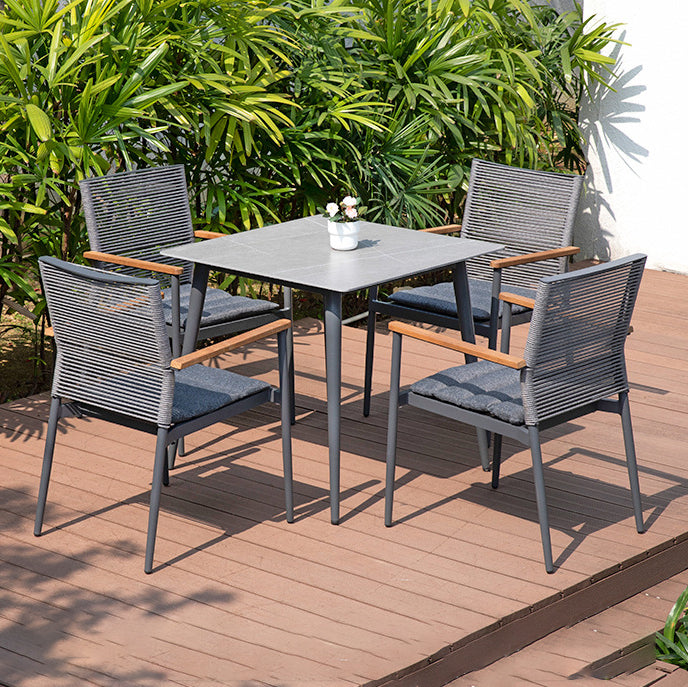Modern Style 1/2/5 Pieces Metal Dining Set Stone Table Set for Outdoor