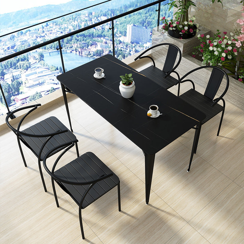 Modern 1/5/7 Pieces Metal Dining Set Stone Table Set for Outdoor