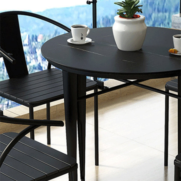 Modern 1/5/7 Pieces Metal Dining Set Stone Table Set for Outdoor