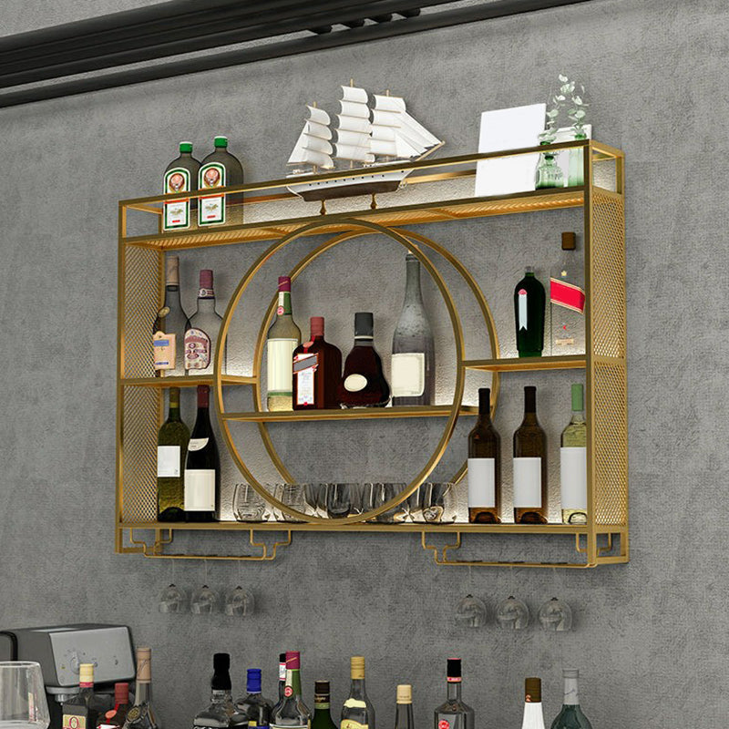 Modern Wall Mounted Wine Rack Metal Wine Bottle & Glass Rack without Light