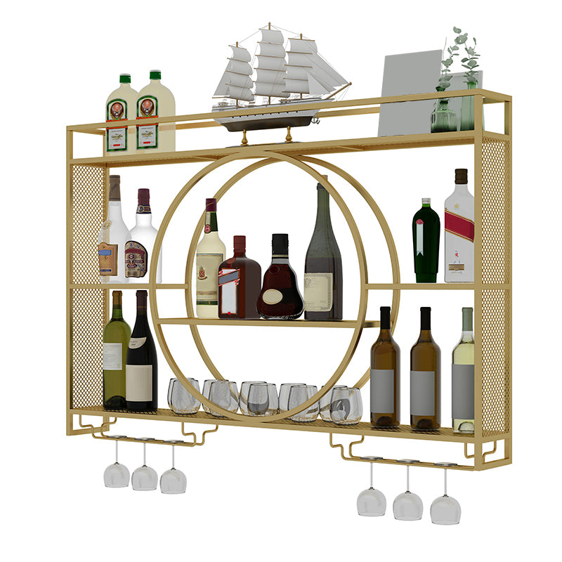 Modern Wall Mounted Wine Rack Metal Wine Bottle & Glass Rack without Light