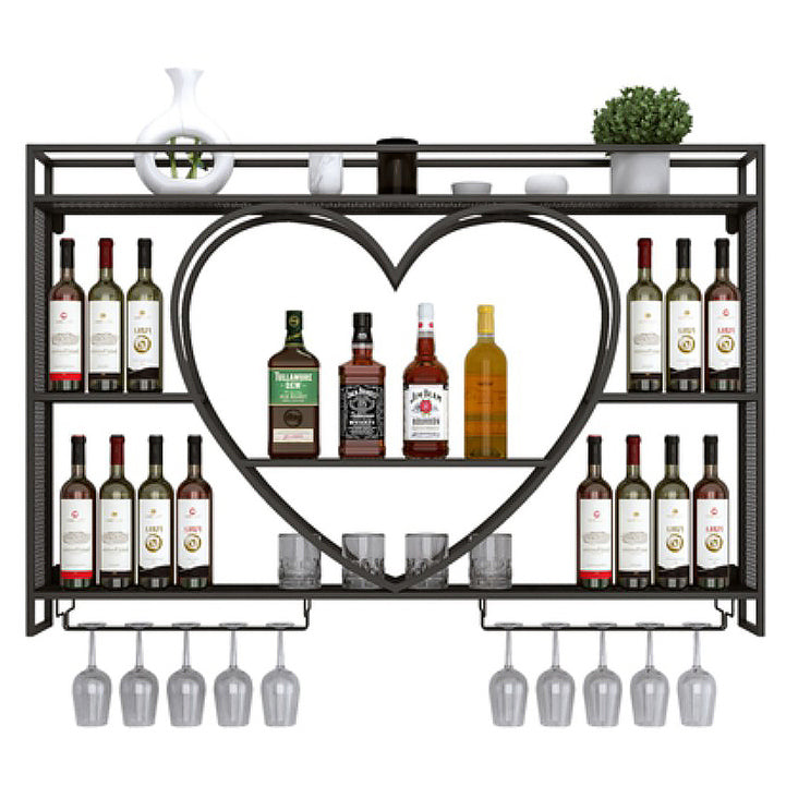 Modern Wall Mounted Wine Rack Metal Wine Bottle & Glass Rack without Light