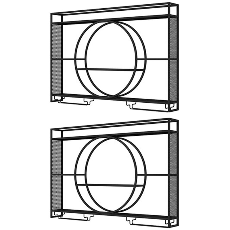 Modern Wall Mounted Wine Rack Metal Wine Bottle & Glass Rack without Light