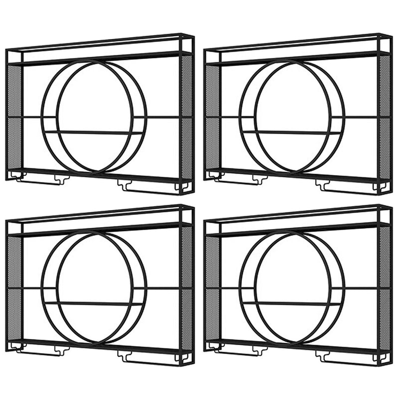 Modern Wall Mounted Wine Rack Metal Wine Bottle & Glass Rack without Light