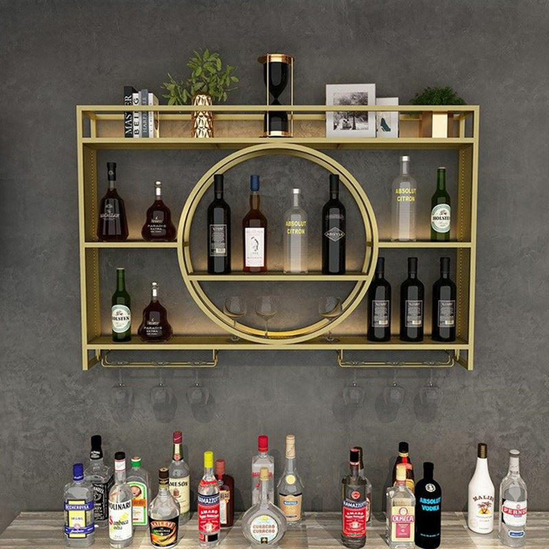 Modern Wall Mounted Wine Rack Metal Wine Bottle & Glass Rack without Light
