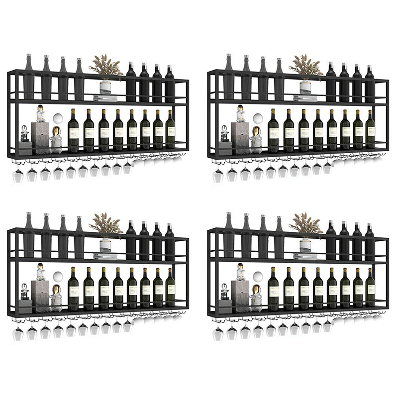 Modern Metal Wine Rack Wall Mounted Wine Bottle & Glass Rack for Living Room