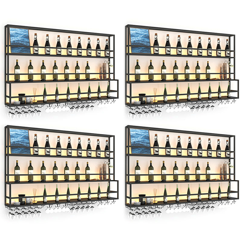 Modern Metal Wine Rack Wall Mounted Wine Bottle & Glass Rack for Living Room