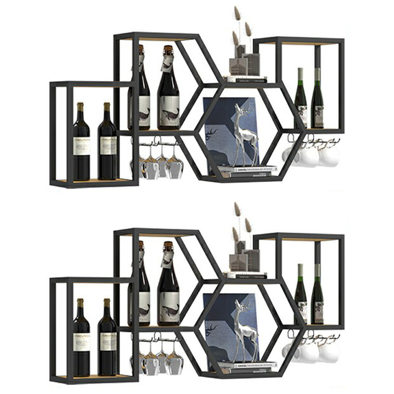 Wall Mounted Wine Rack Modern Metal Wine Bottle & Glass Rack for Dining Room