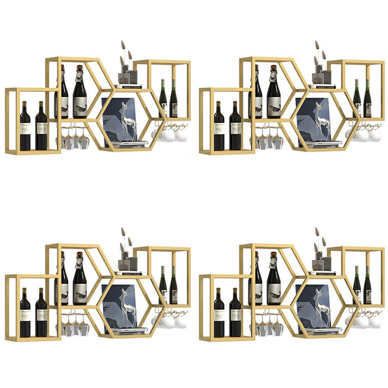 Wall Mounted Wine Rack Modern Metal Wine Bottle & Glass Rack for Dining Room