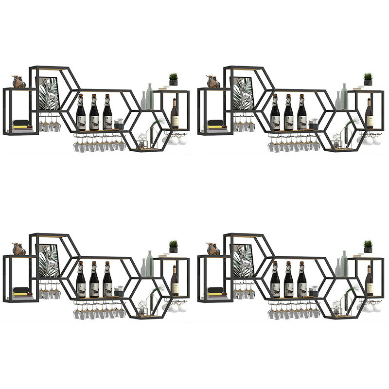 Wall Mounted Wine Rack Modern Metal Wine Bottle & Glass Rack for Dining Room