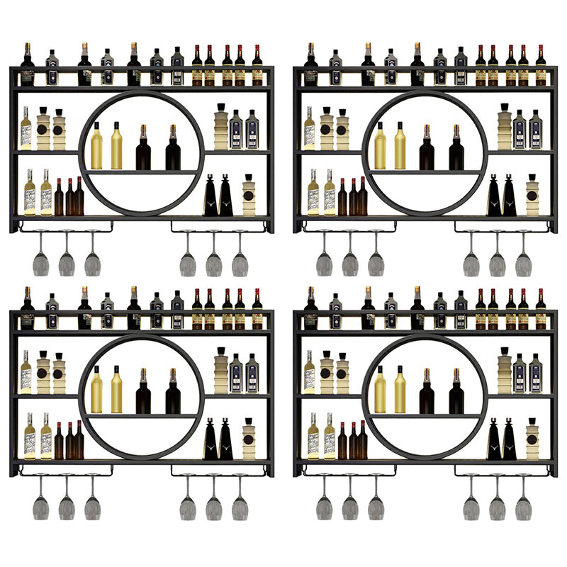 Wall Mounted Wine Rack Metal Wine Bottle & Glass Rack without Light