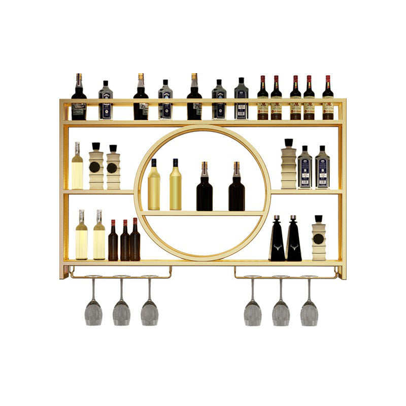 Wall Mounted Wine Rack Metal Wine Bottle & Glass Rack without Light