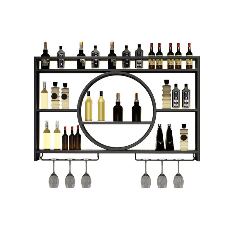 Wall Mounted Wine Rack Metal Wine Bottle & Glass Rack without Light